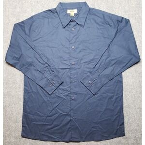 Vintage PJ Mark Shirt Mens L Blue Solid Long Sleeve Button Up Cotton Y2K New